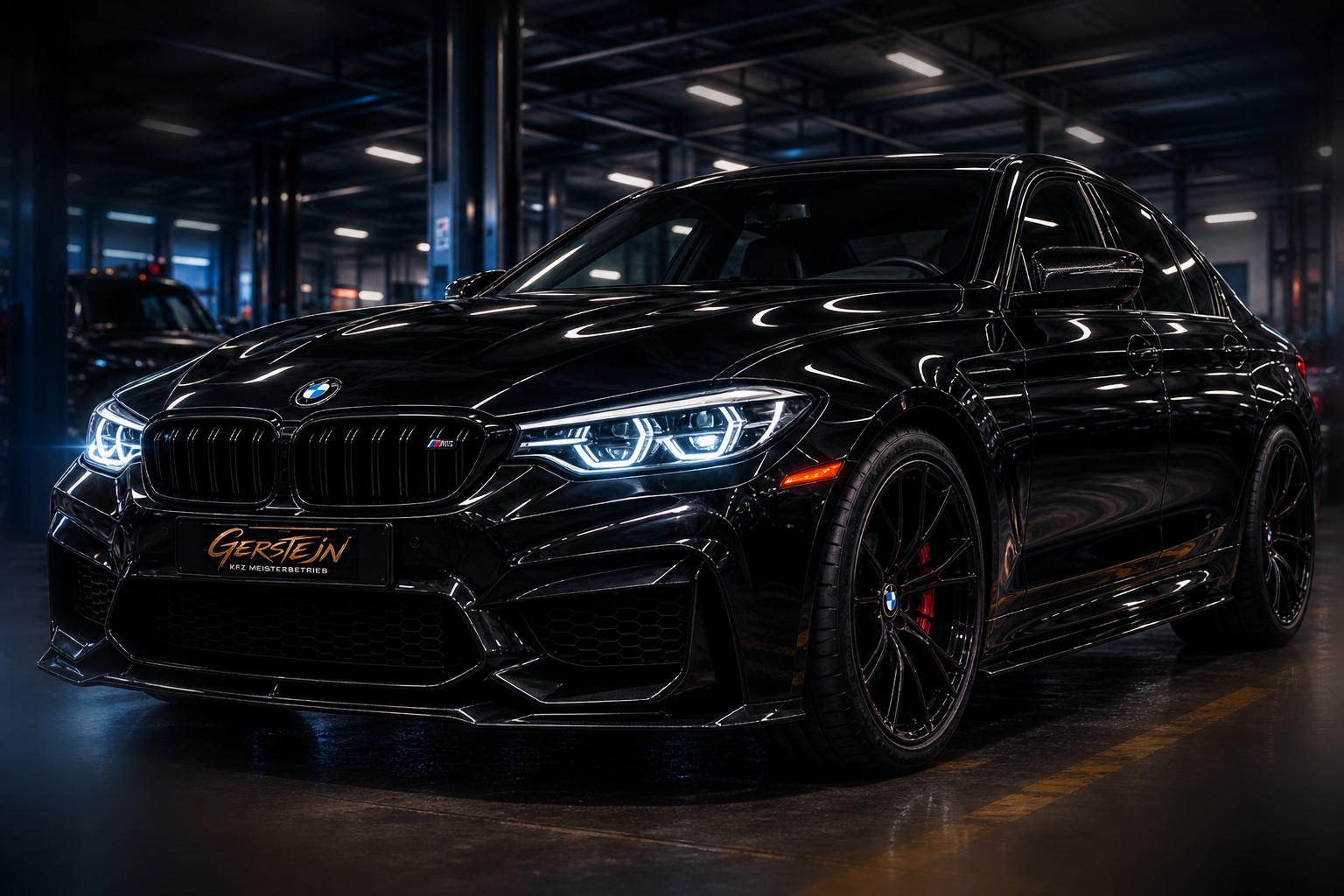 Schwarzer BMW in der Gerstejn KFZ-Meisterbetrieb Werkstatt